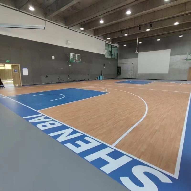 Lapangan bola basket Relle Vinyl Sport Flooring 6mm dengan lapisan UV dan pengurangan kebisingan