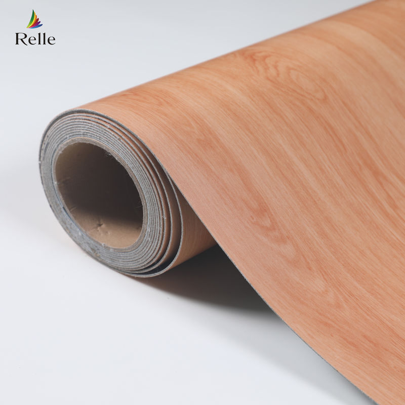 Kayu Oak Melihat Vinyl Flooring Roll 1.8m-2m Lebar Heterogen Lembar Lantai