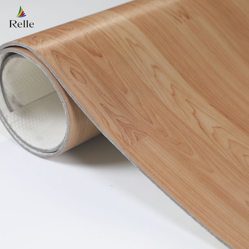Kayu Oak Melihat Vinyl Flooring Roll 1.8m-2m Lebar Heterogen Lembar Lantai