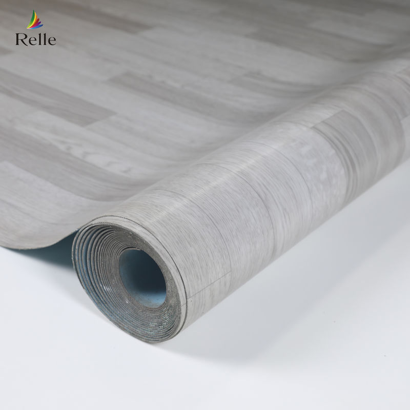 Kayu Oak Melihat Vinyl Flooring Roll 1.8m-2m Lebar Heterogen Lembar Lantai