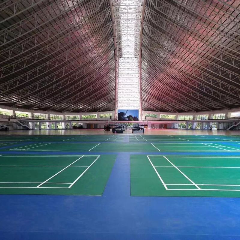 Tikar Lantai BWF Lapangan Bulutangkis Olahraga PVC Relle Dalam Ruangan Lapisan Aus 6.0Mm 1.0Mm/1.2Mm