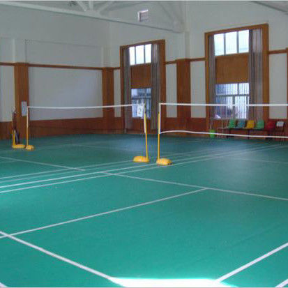 Green Badminton Court Sports Floor Mat Roll in Relle Bahan PVC sintetis untuk olahraga