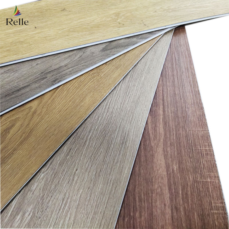PVC SPC Lantai Kayu Melihat Vinyl Papan 8mm Lantai Hibrida Dengan Batu Kapur Embossed