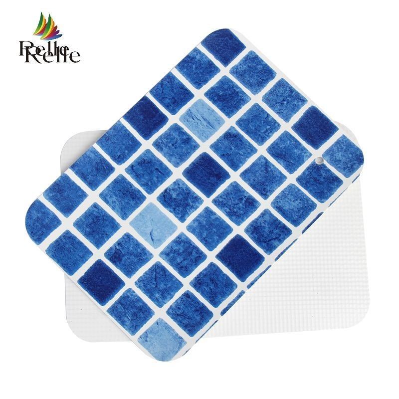 Waterproof Blue Mosaic Pool Liner 1.2mm 1.5mm Vinyl Liner untuk kolam renang bawah tanah