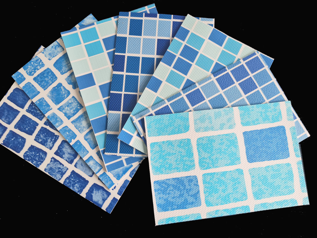 Waterproof Blue Mosaic Pool Liner 1.2mm 1.5mm Vinyl Liner untuk kolam renang bawah tanah