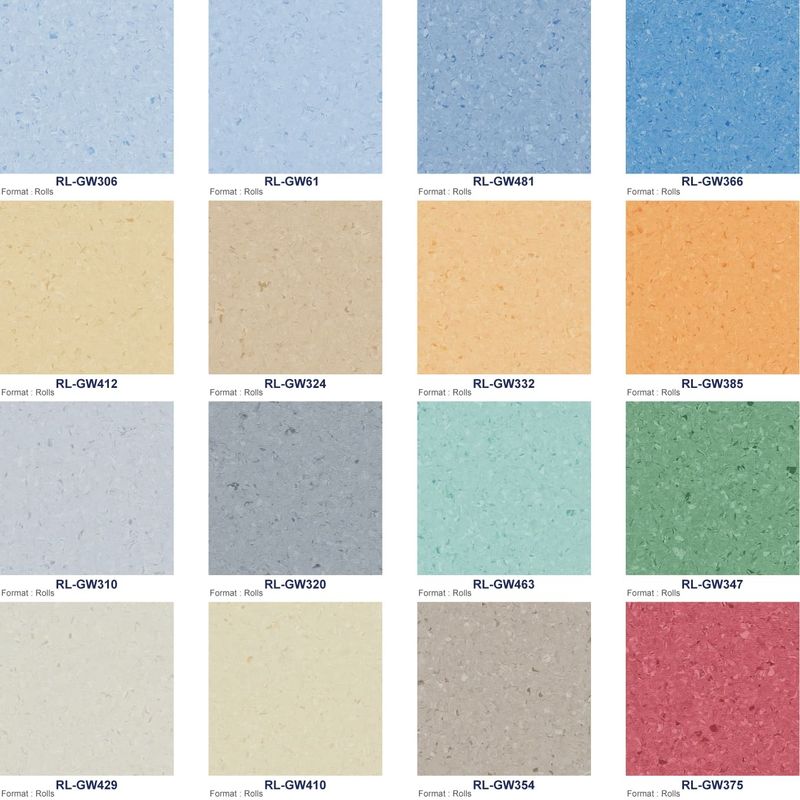 Anti slip Relle Flooring Perlindungan Bakteri Homogen lantai vinil untuk rumah sakit