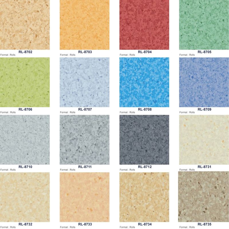 Dryback Homogeneous Flooring 2mm Laboratory Vinyl Flooring Biru Kuning Hijau