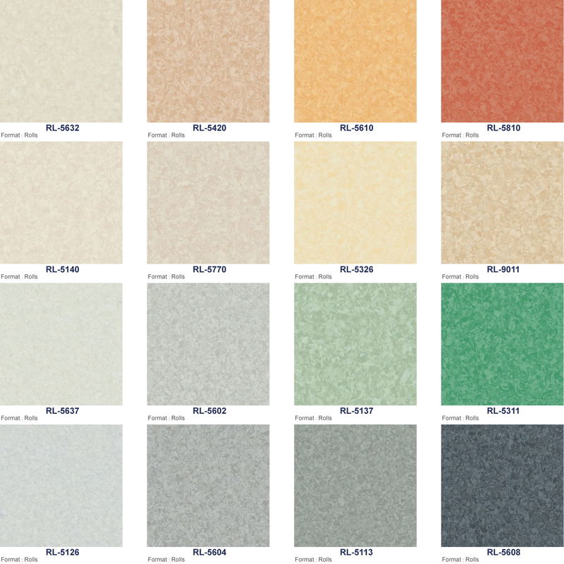 Lantai homogen non-arah 2.0mm-3.0mm Linoleum Lantai Vinyl Sheet