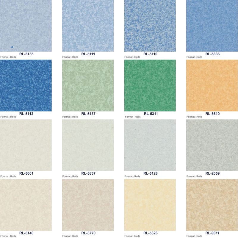 Lem ke bawah PVC tahan suara Homogen Lantai Linoleum Vinyl Lantai 2mm-3mm tebal