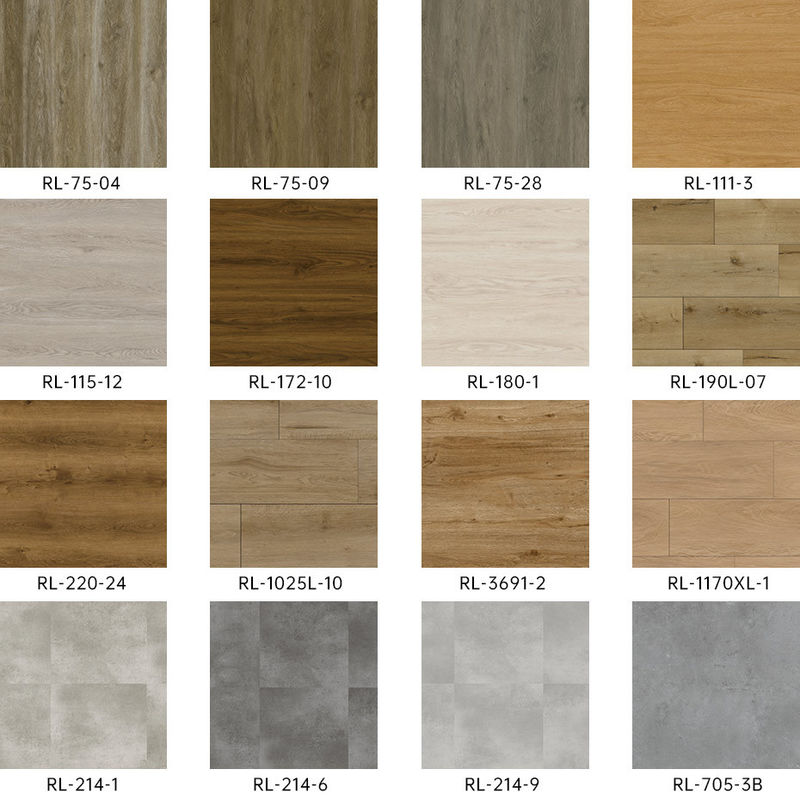 SPC Flooring Waterproof awet dan mudah dipasang PVC Vinyl Tile untuk area lalu lintas tinggi di lingkungan komersial