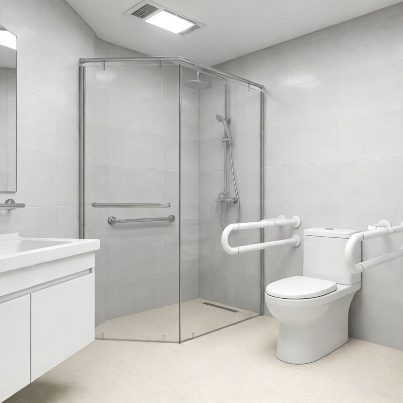 Pegangan Tangan Toilet Anti-Tabrakan Rumah Sakit Lapisan Ganda untuk Lansia dan Disabilitas