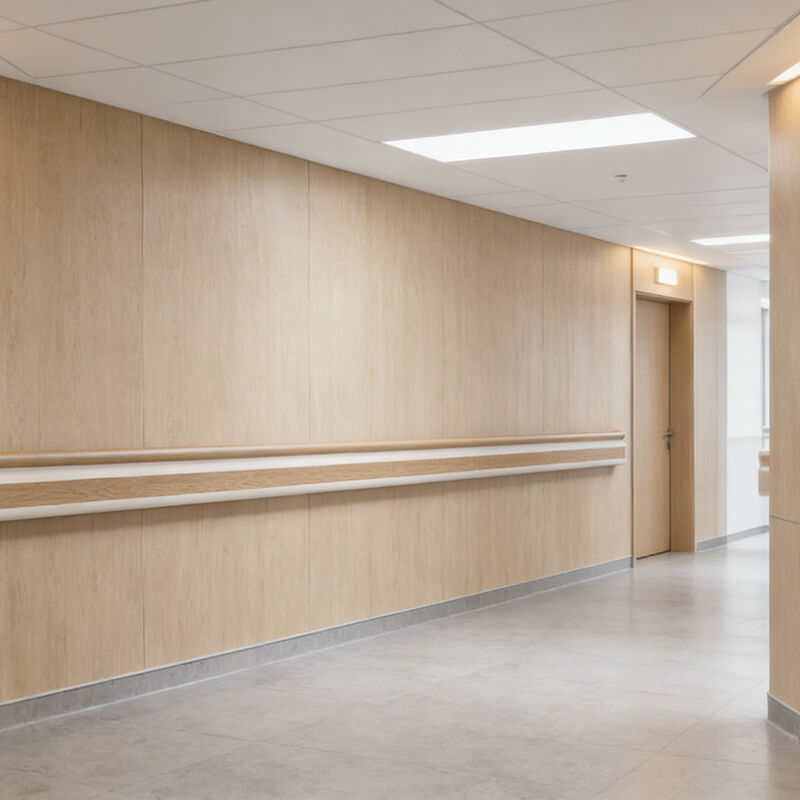 PVC Kayu Grain Handrail, Anti-Impact Wall Protection Rail untuk Koridor Rumah Sakit Fasilitas Perawatan Senior